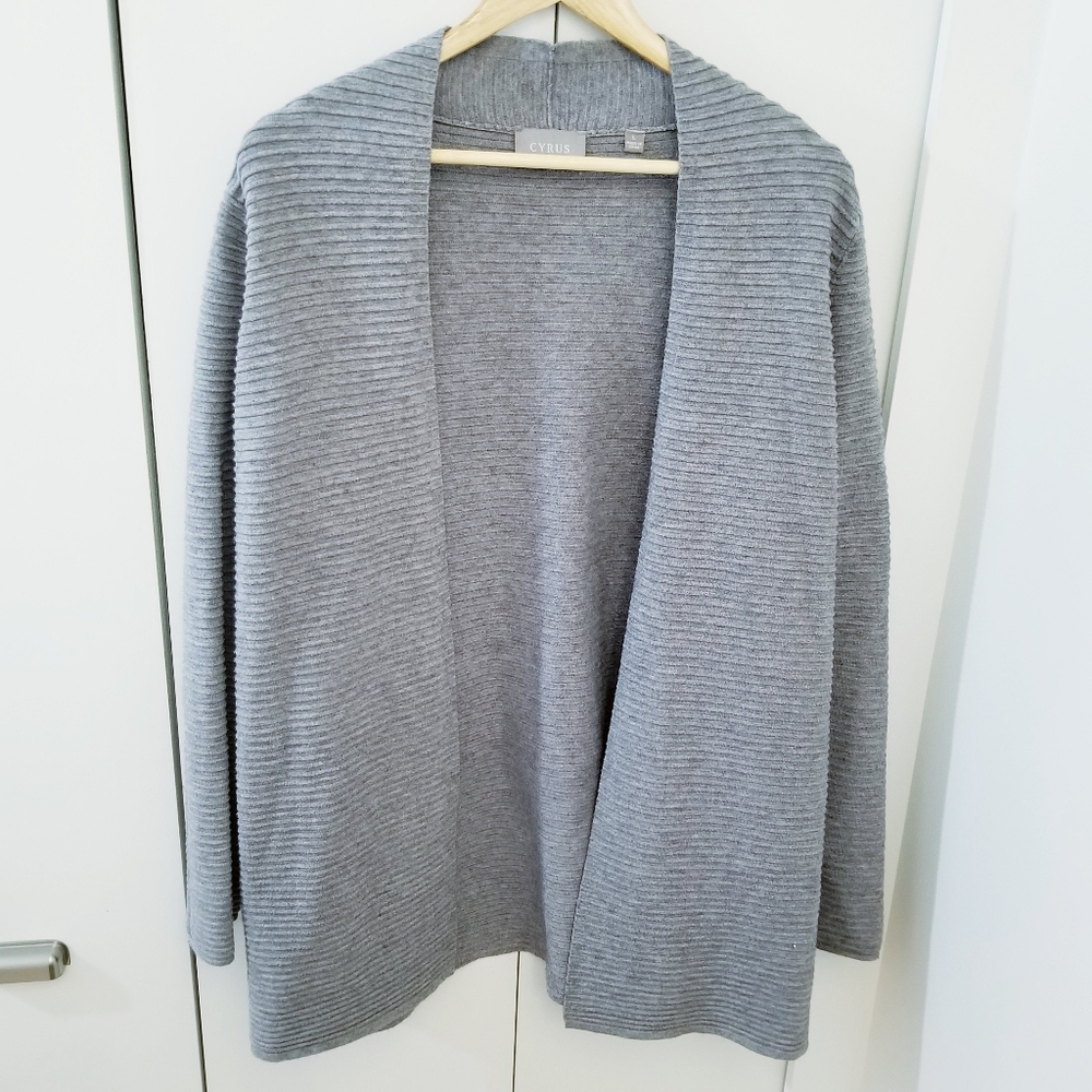 Cyrus | Grey Ribbed Cardigan Sweater - Picture 1 of 6